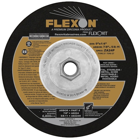 Flexovit DEPRESSED CENTER GRINDING WHEEL A8224H
